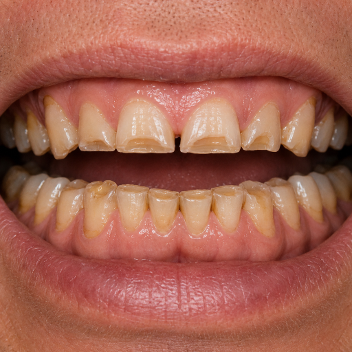 Worn teeth